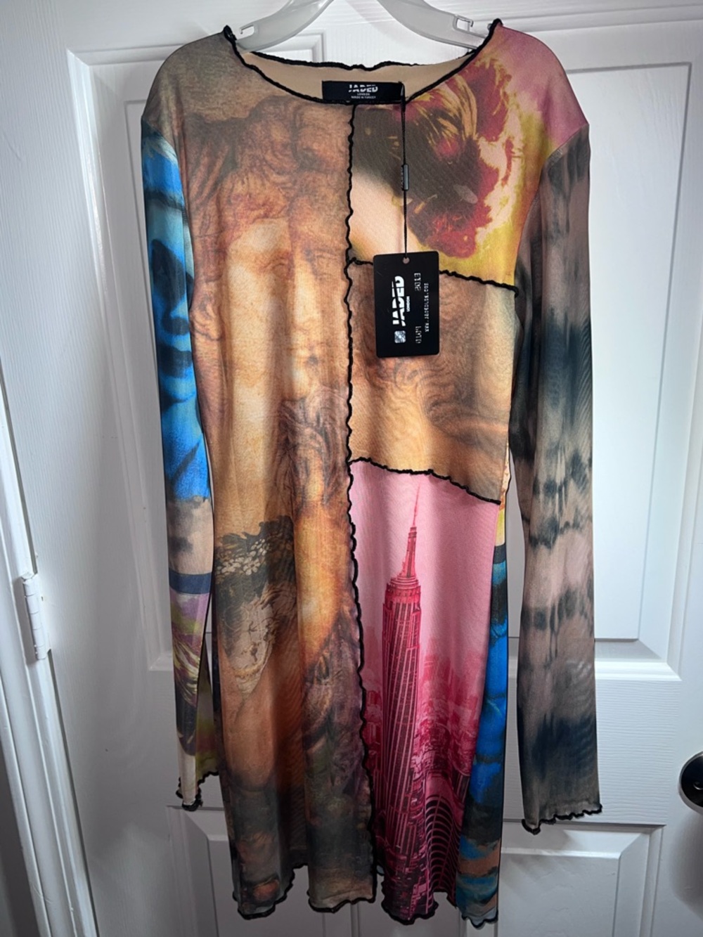 Mesh patch work dress made in Turkey